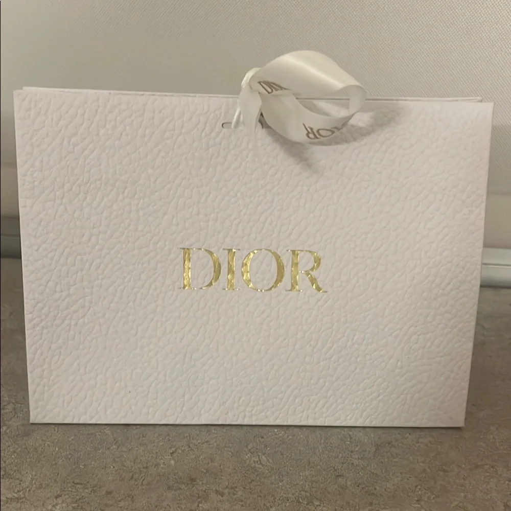 Dior White Gift Bag with Gold Logo
